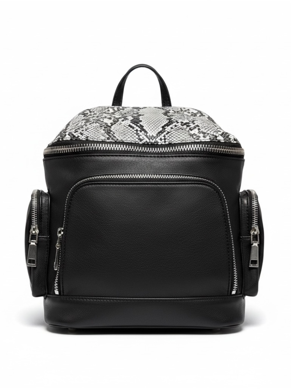 Urban Expressions Black Backpack with Snake-Print Accent